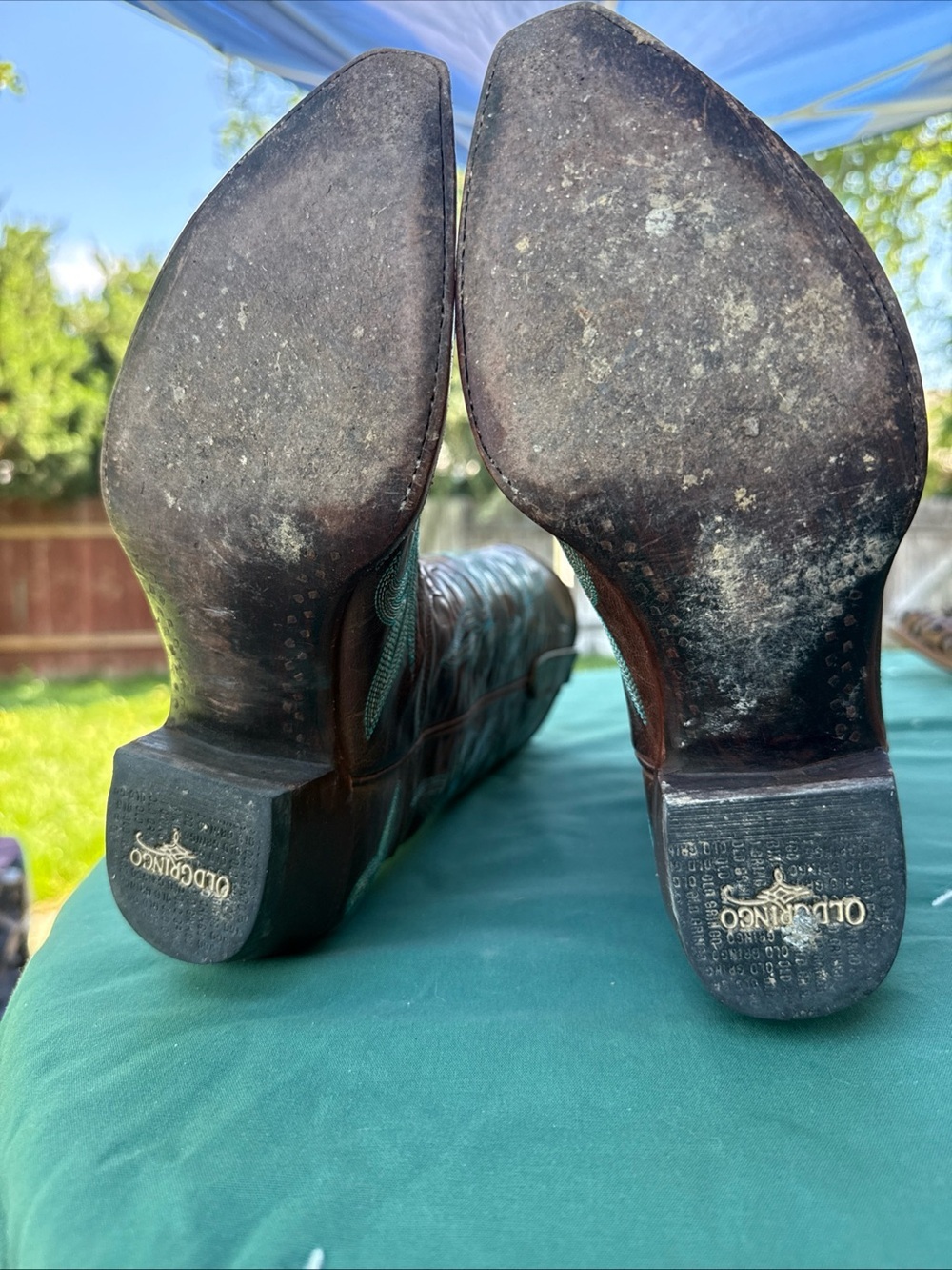 Old Gringo Brown Leather Boots with Turquoise Embroidery - Picture 3 of 10